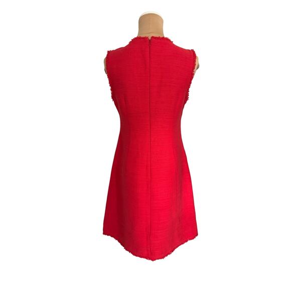 Banana Republic Red  Orange Fringe Dress Womens 4 Sleeveless Pockets - Picture 2 of 3